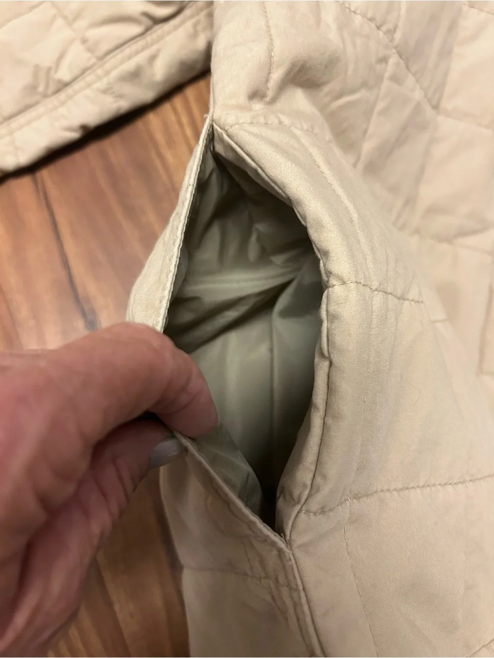 Gap Kids Quilted Shirt Jacket Cargo Khaki Button Flap Curved Hem 14/16